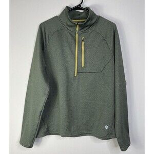 EUC L.L Bean Mountain Fleece Half Zip Jacket Mens L Green Slightly Fitted Hiking